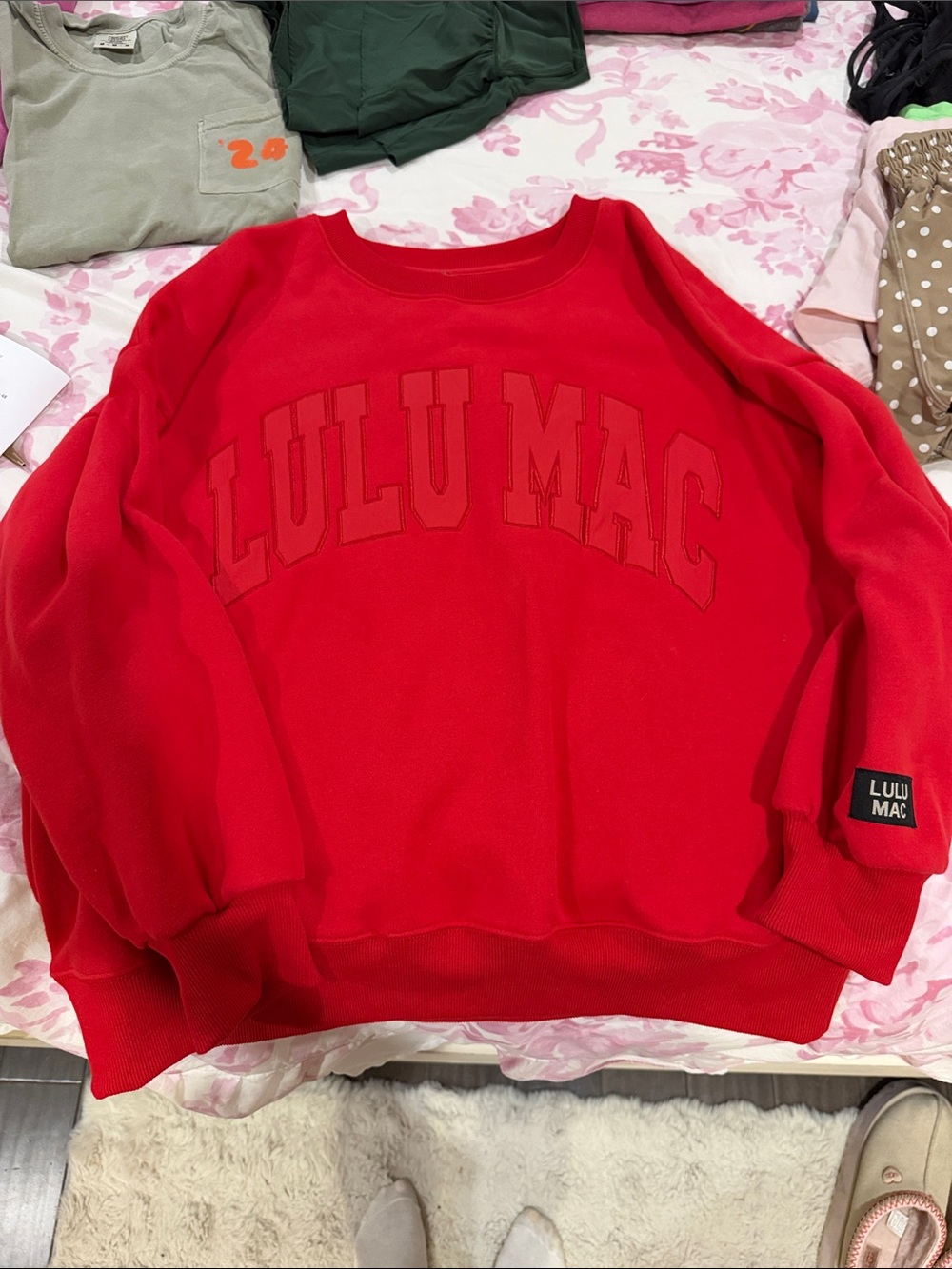 Lulu Mac Red Logo Sweatshirt size L NEVER WORN